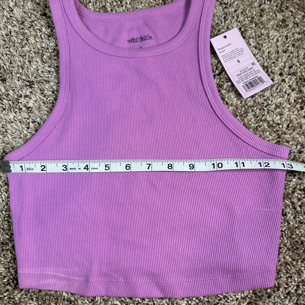 Wild Fable‎ Ribbed High Neck Crop Tank Purple NWT (S) - Picture 4 of 8